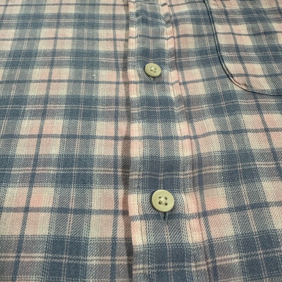 Mens Faherty Linen Blend Shirt In Morning Breeze Plaid, Size Medium, MWU2103 - Picture 5 of 10